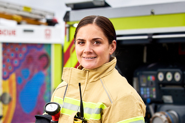 Photo of a female firefighter