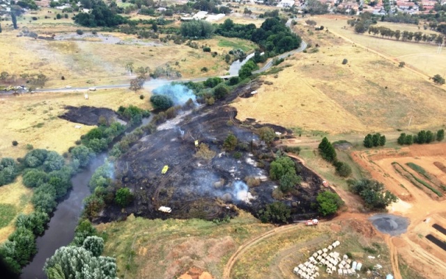The area burned out in a grass fire this afternoon at Beard.